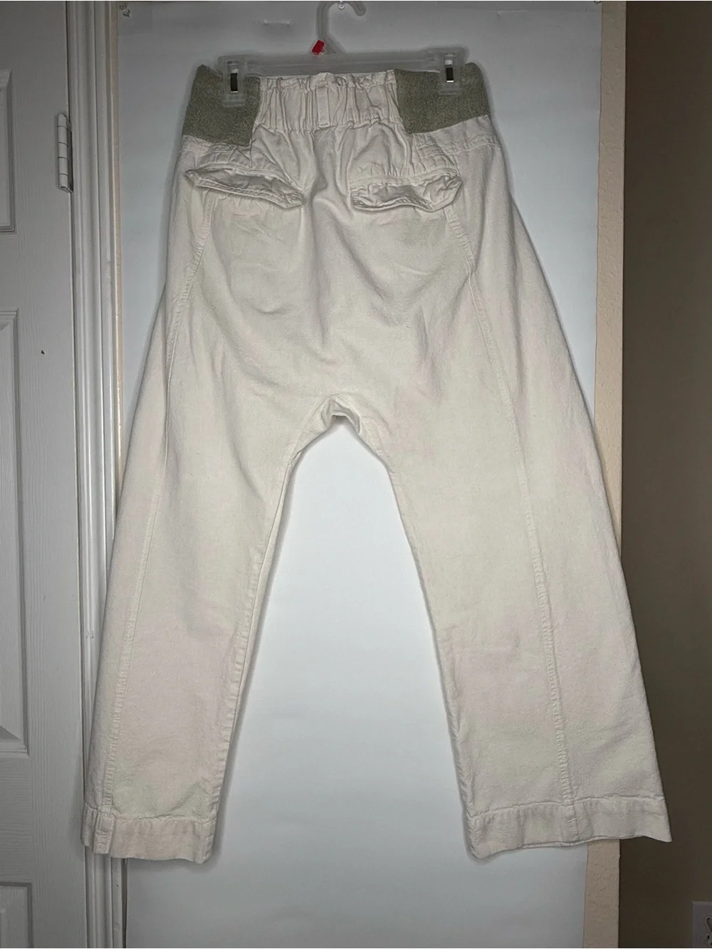 Free People Cream Paperbag Waist Wide-Leg Pants